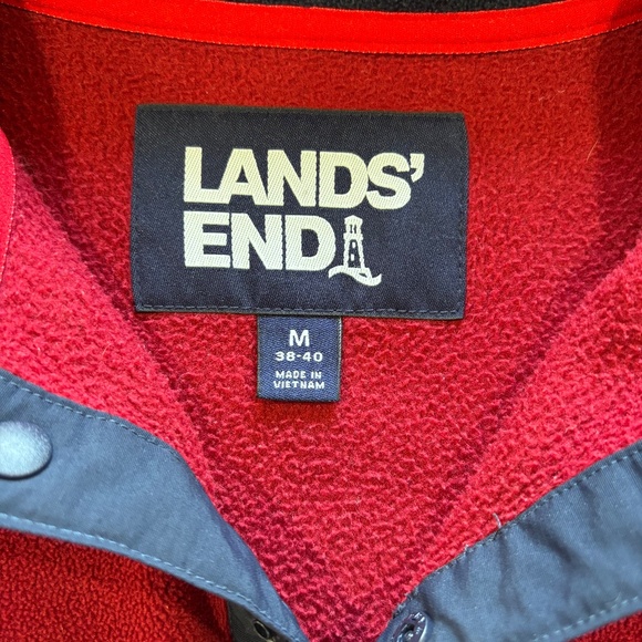 Lands' End men's blue and red 1/4 snap closure polar fleece pullover size M - Picture 11 of 16